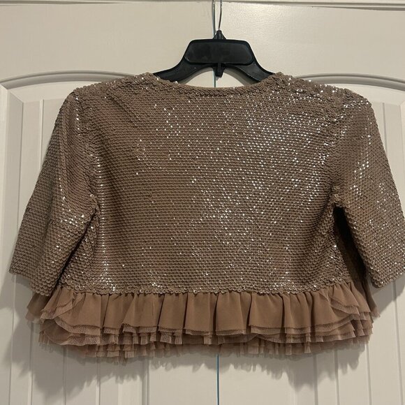 BCBGMaxazria Tan Marin Sequins Shrug Jacket Women’s Size Small - Picture 5 of 7